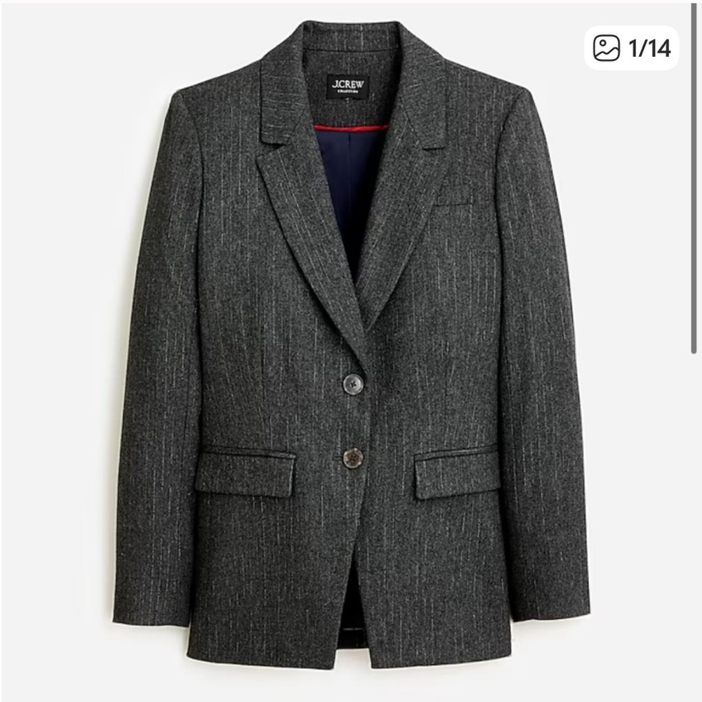 J. Crew Collection Nipped-In Blazer Pinstripe Italian Wool Blend size 18 NWT